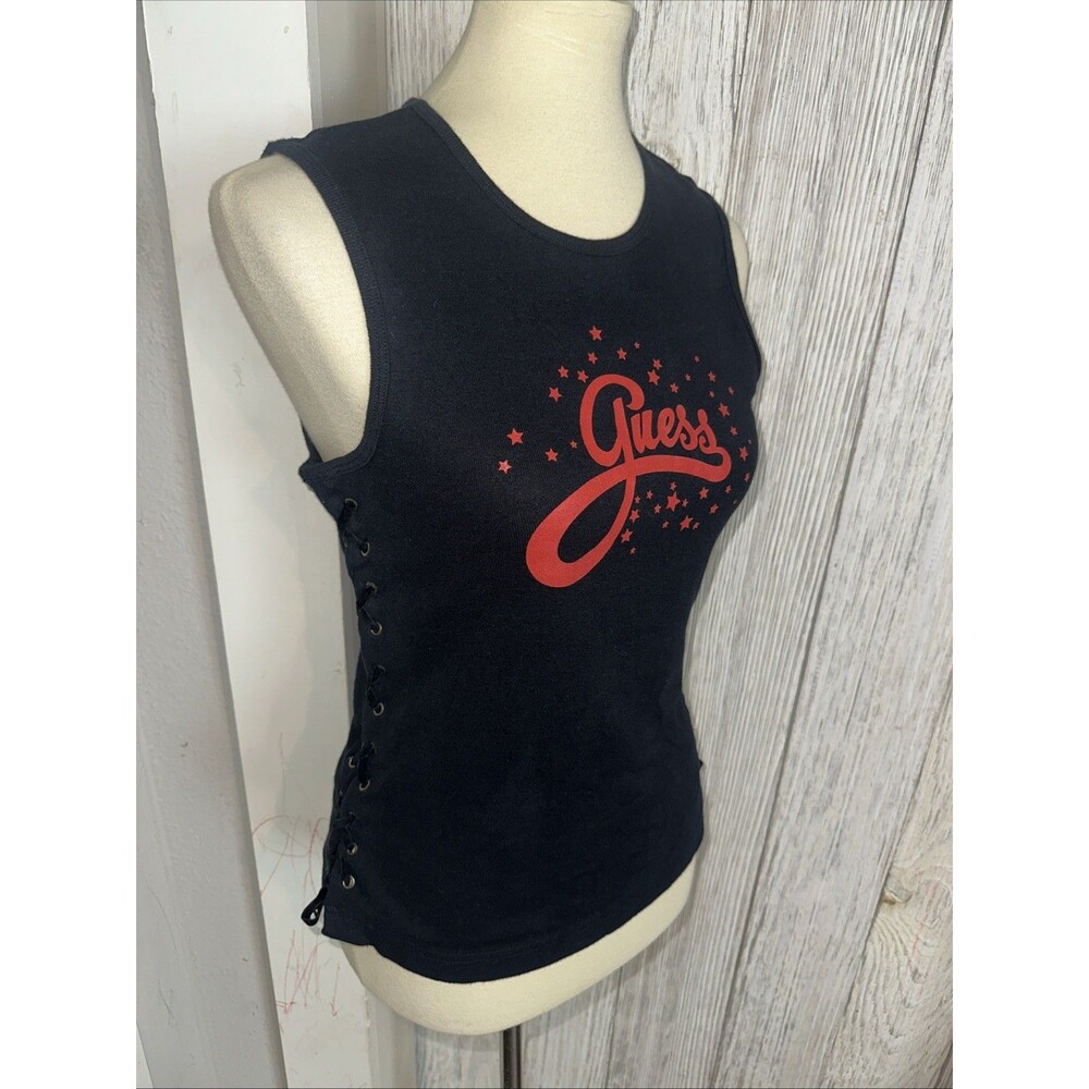 Guess Y2k Stars Side Tie Sleeveless Top Size XL